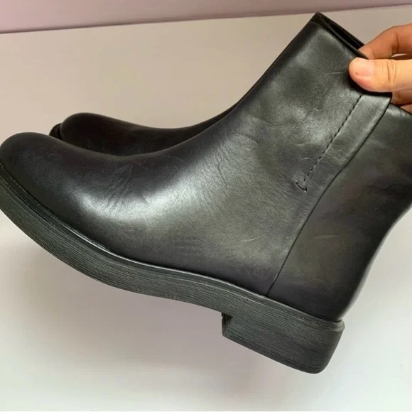 Franco Sarto Beam‎ Black Leather Chelsea Biker Ankle Boots Booties 9M 39 - Picture 2 of 7